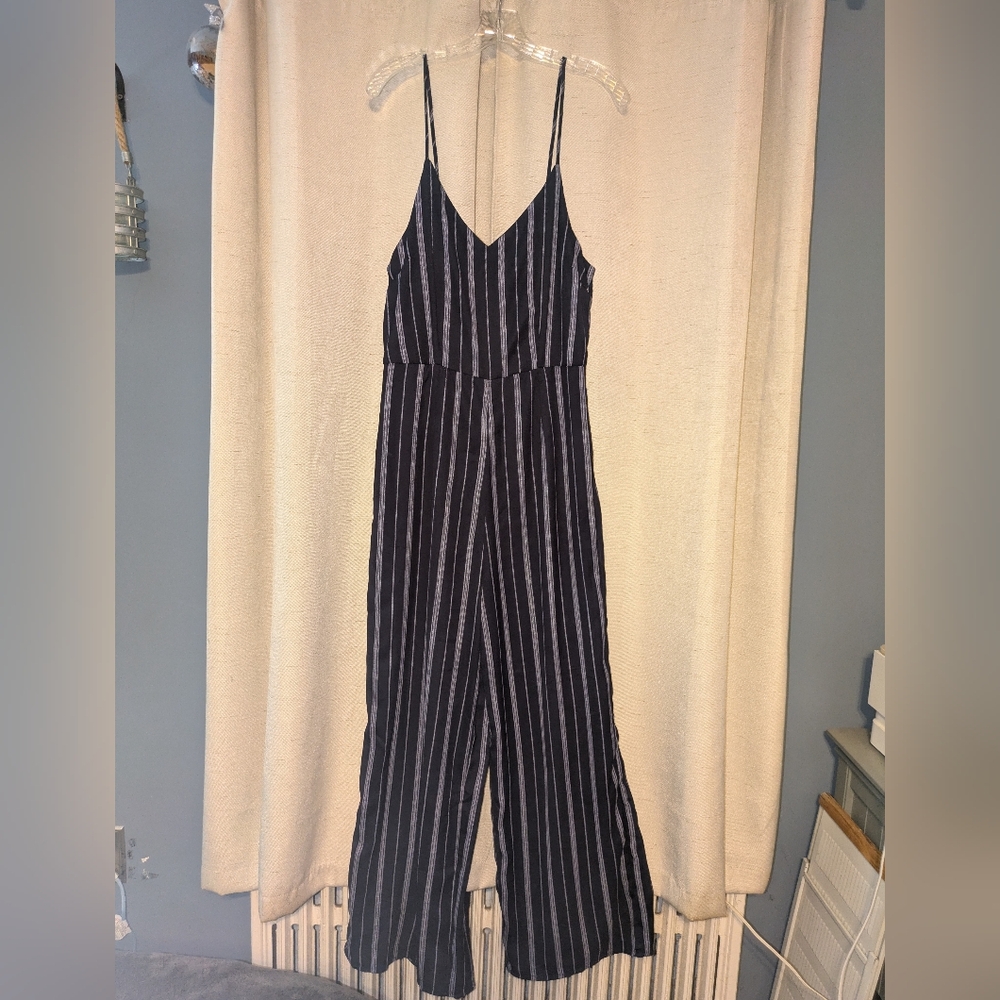 Japna Navy and White Striped Jumpsuit